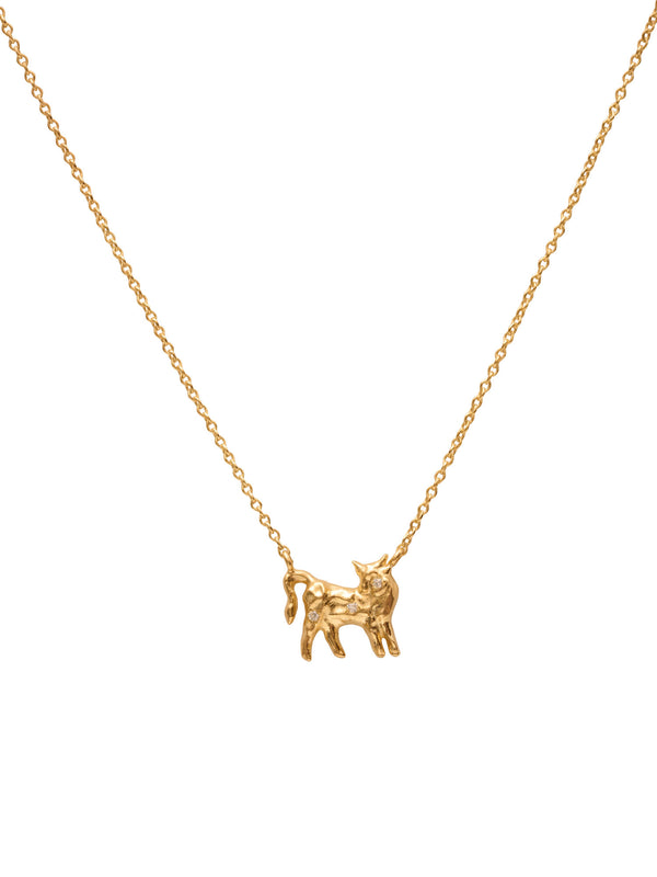 Taurus 18K Gold Necklace w. Diamonds