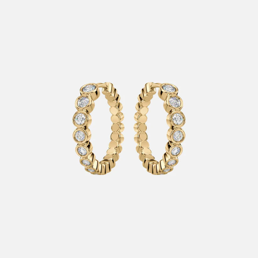 Elba Raga 14K guld eller hvidguld hoopøreringe m. diamanter