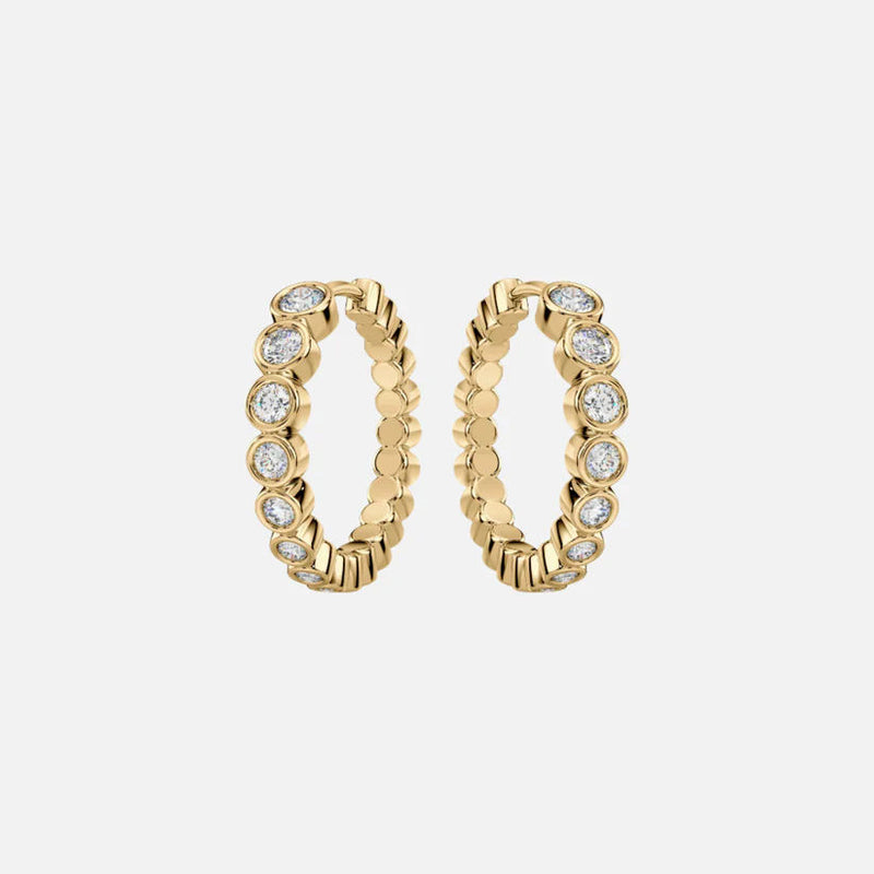 Elba Raga 14K guld eller hvidguld hoopøreringe m. diamanter