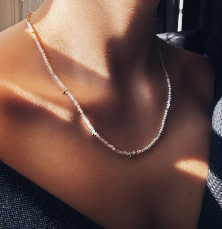 Multi Gold Plated Necklace w. Beryl