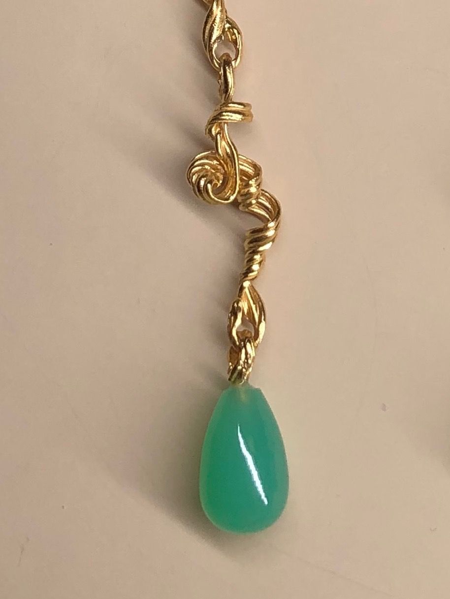 Fouettés 24K Gold Plated Earrings w. Chrysoprase