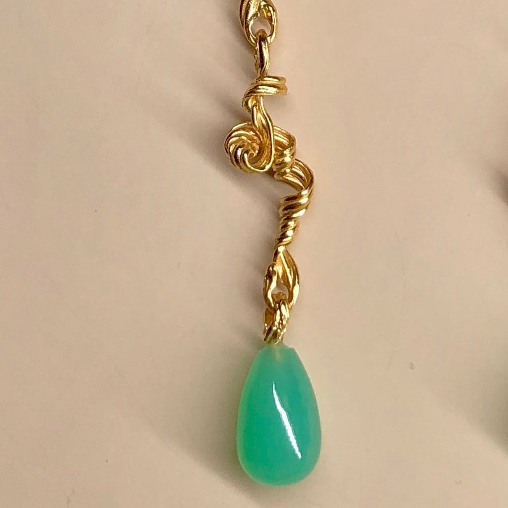Fouettés 24K Gold Plated Earrings w. Chrysoprase