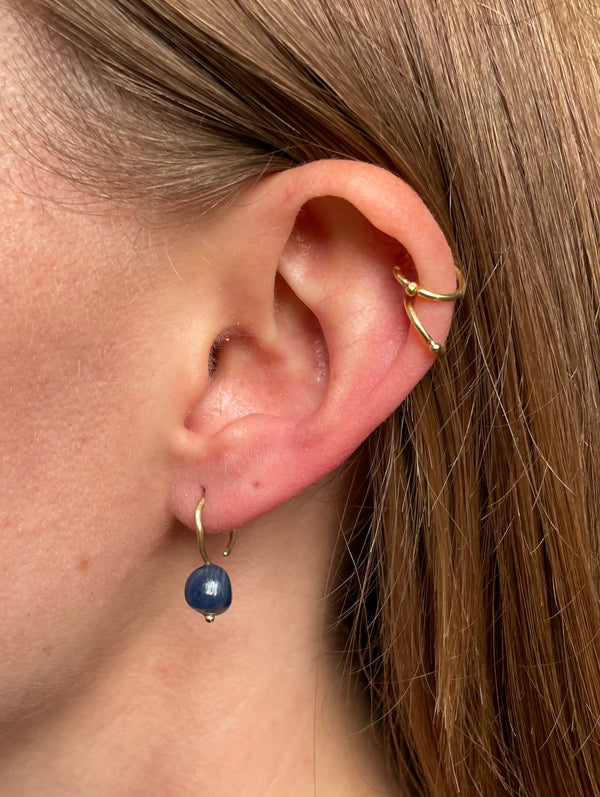 18K Guld Øreringe m. Safir