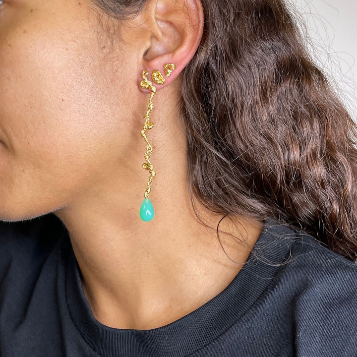 Fouettés 24K Gold Plated Earrings w. Chrysoprase
