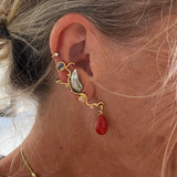 Filuka 18K & 22K Gold Earring w. Pearl & Diamond