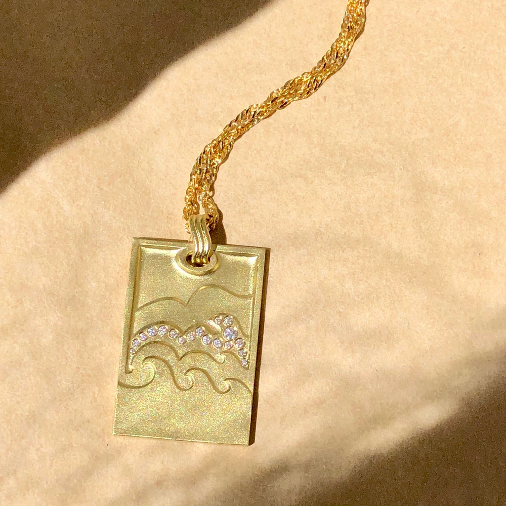 Ocean View 18K, 14K Gold Necklace w. Diamonds