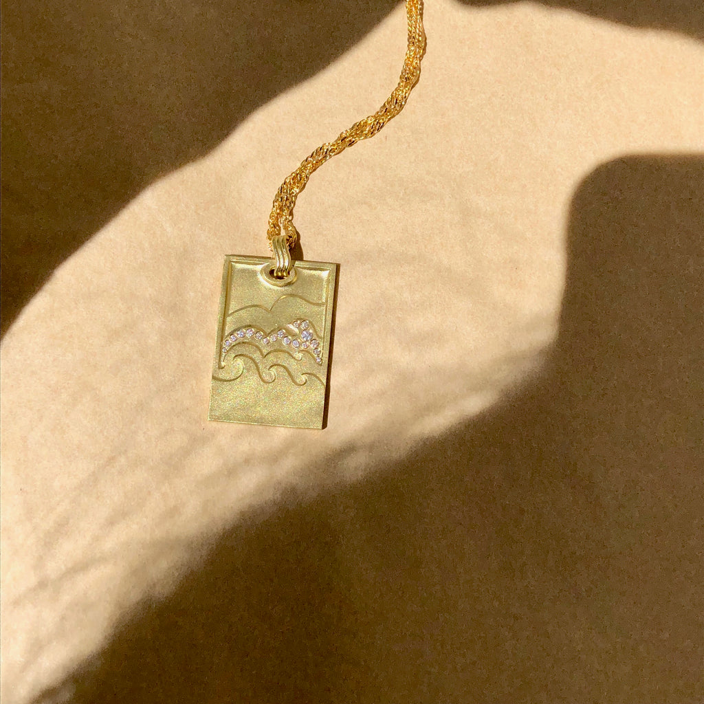Ocean View 18K, 14K Gold Necklace w. Diamonds