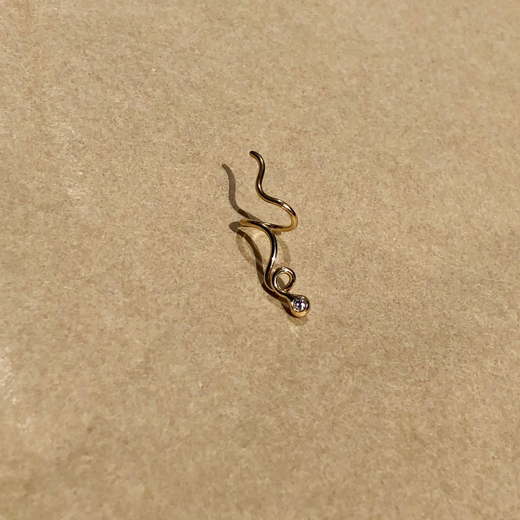 Masika Wave 14K Gold Earrings w. Diamonds