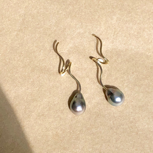 Masika Tahitian 14K Gold Earrings w. Pearls