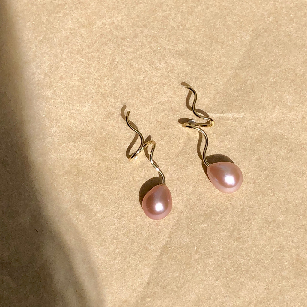 Masika Teardrop 14K Gold Earrings w. Pearls