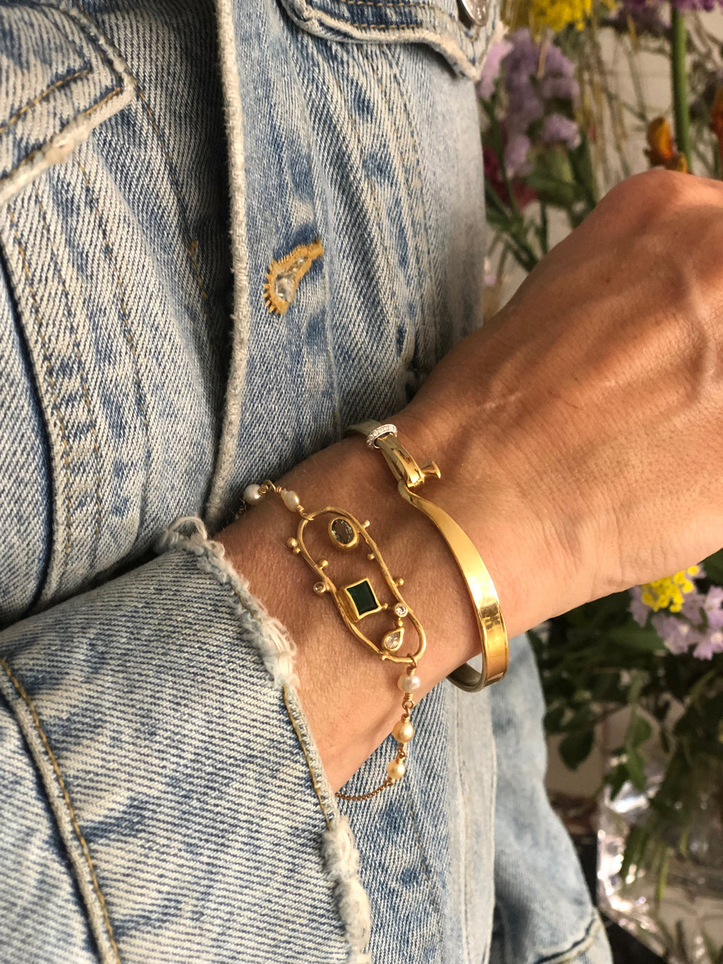 Cloud 18K Guld Armbånd m. Diamanter, Perler, Smaragder & Safirer