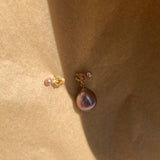 Sun melted 14K Gold Studs w. Pearls & Sapphire