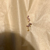 Fine Curves 18K guld ørering m. pink perler & grøn safir