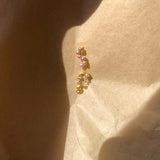 Fine Curves 18K Gold Earring w. Pearls & yellow Sapphire