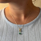 18K & 22K Gold Necklace w. Thahiti Keshi Pearls, Emerald, Ruby & Diamond