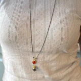 Memento Mori 18K & 22K Gold & Silver Necklace w. Coral, Pearl & Diamond