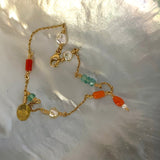 18K & 22K Gold Bracelet w. Corals, emaralds & Pearls