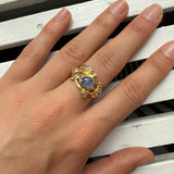 Dobbelt Seafire 18K & 22K Guld Ring m. Safir & Diamant