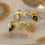 Seafire Gold Ohrring aus 18K & 22K mit Diamant & pinkem u. grünem Saphir