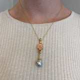 Memento Mori 18K & 22K Gold Necklace w. Pearls, Sapphire & Diamonds