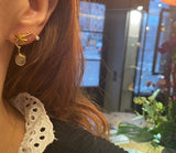 Breeze 18K & 22K Gold Earring w. Sapphire & Diamonds