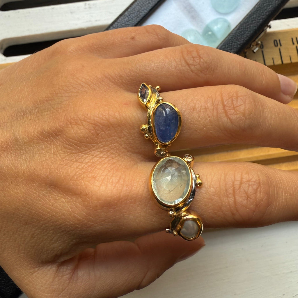 Seafire 18K & 22K Guld Ring m. Safir & Diamant