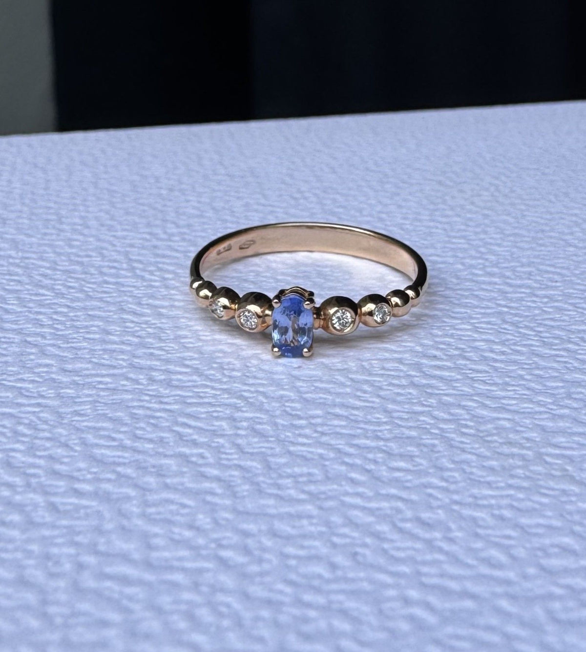 Bubble 18K White Gold Ring w. Diamonds & Aquamarine