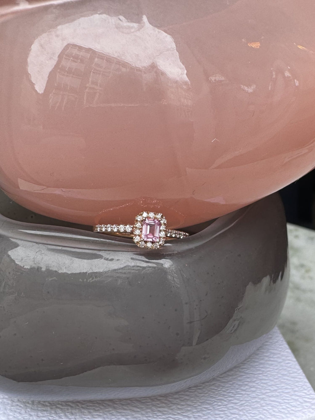 Candy 18K Rose Gold Ring w. Diamonds & Pink Sapphire