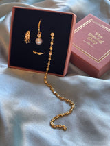 Charm 18K Gold Plated Huggie w. White Pearl & White Zirconia
