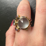 Double Seafire 18K, 22K & 24K Gold & Silver Ring w. Gemstones