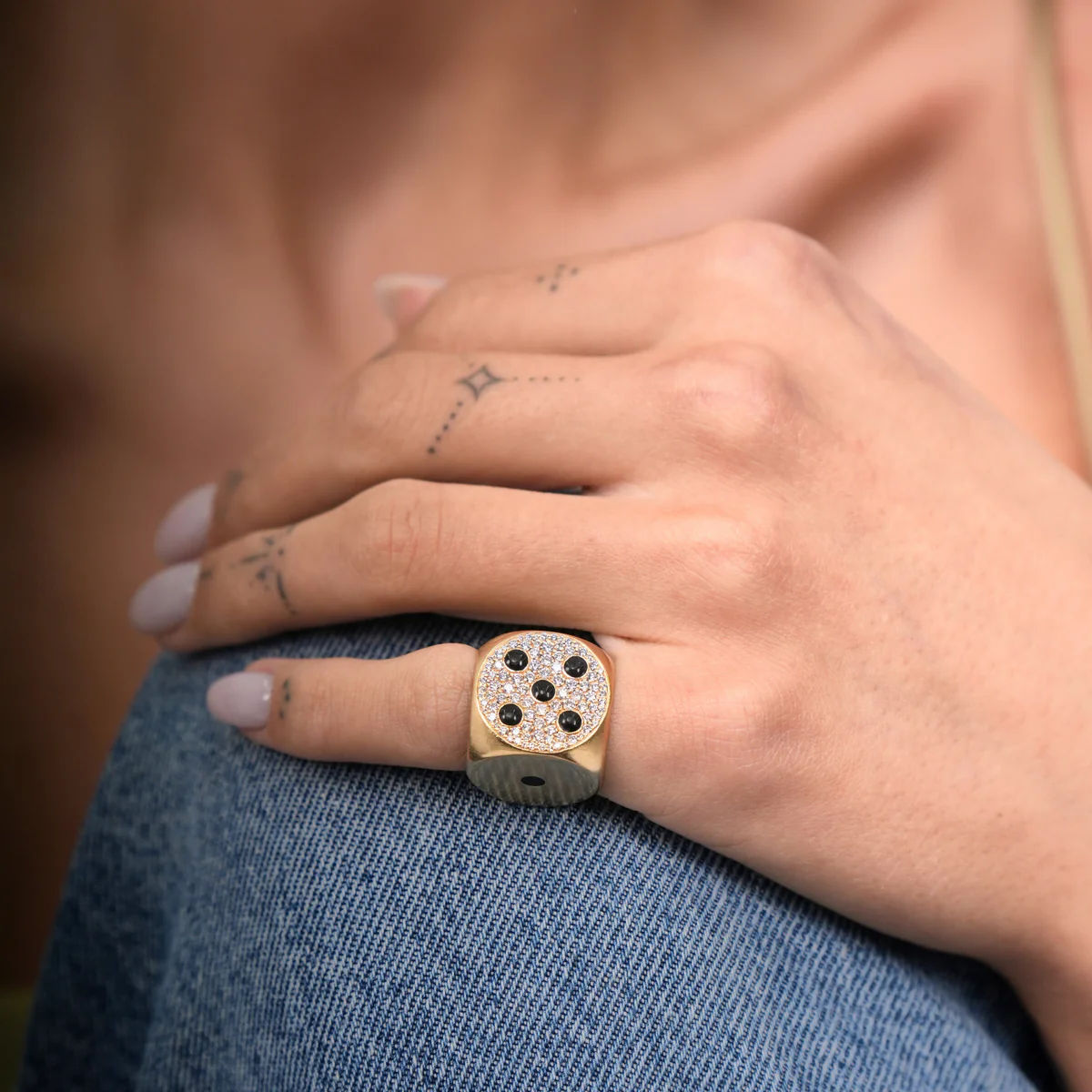 Mini Hasard 18K Gold Ring w. Lab-Grown Diamonds