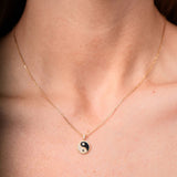 Yin Yang Small 18K Gold Necklace w. Lab-Grown Diamonds
