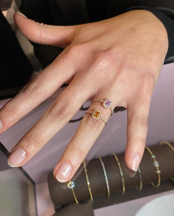 Candy 18K Rose Gold Ring w. Diamonds & Pink Sapphire