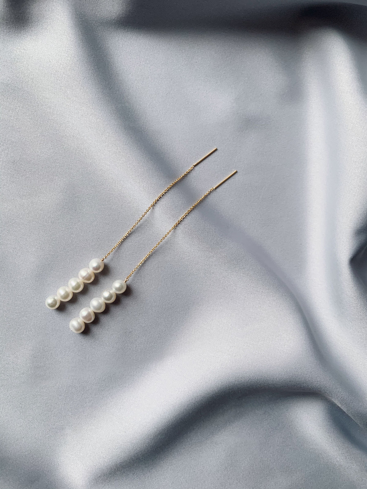 5+5 Pearl Gold Plated Earrings w. Pearl