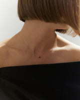 Raw Golden 14K Gold, Whitegold or Rosegold Necklace w. Black Diamond