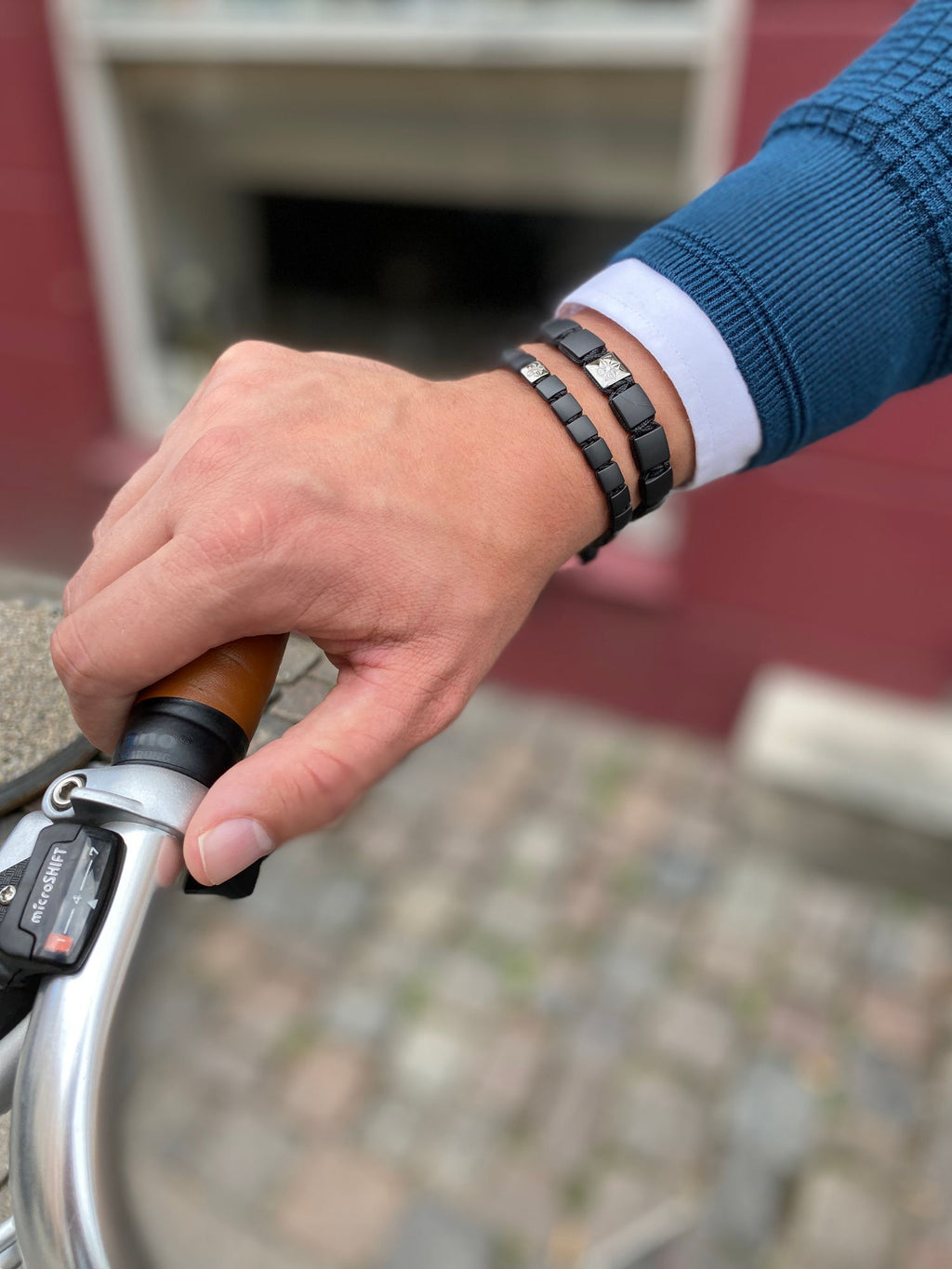 10mm Lock Sort Firkantet 18K hvidguld Armbånd m. Diamant