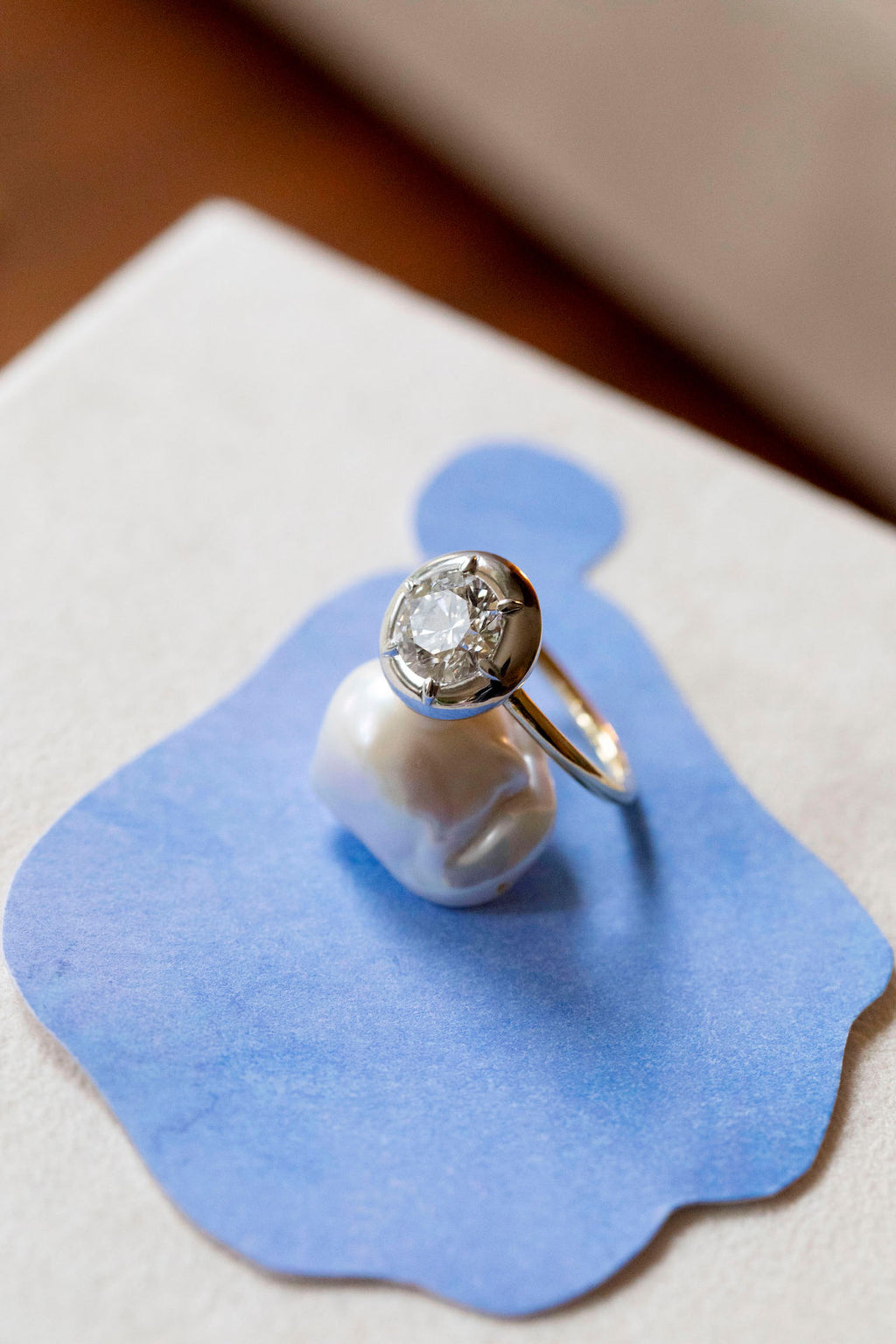 Diamond Cup 18K Gold & Whitegold Ring