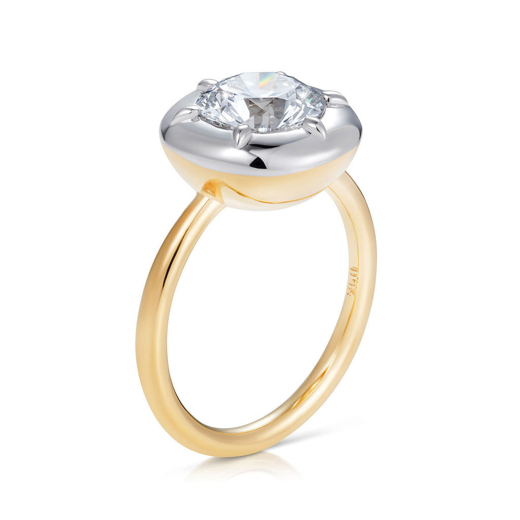 Diamond Cup 18K Gold & Whitegold Ring