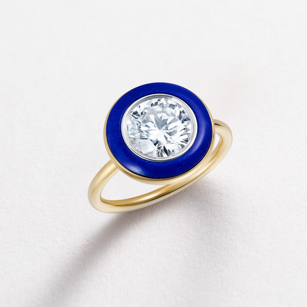 Diamond & Lapis Classic 18K Gold Ring