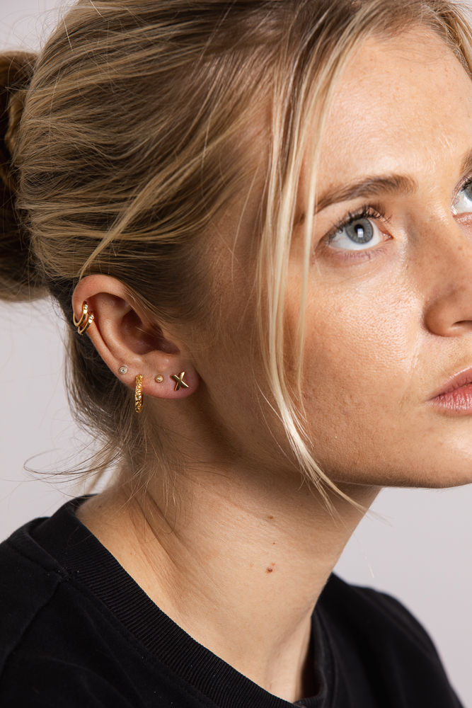 IX X 22K Gold Plated Stud