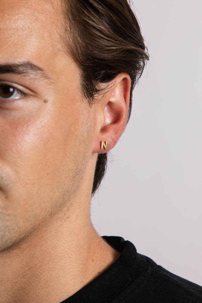 IX N 22K Gold Plated Stud