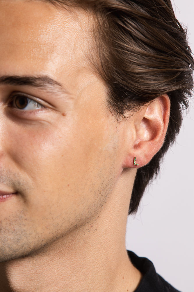 IX L 22K Gold Plated Stud w. Zirconia