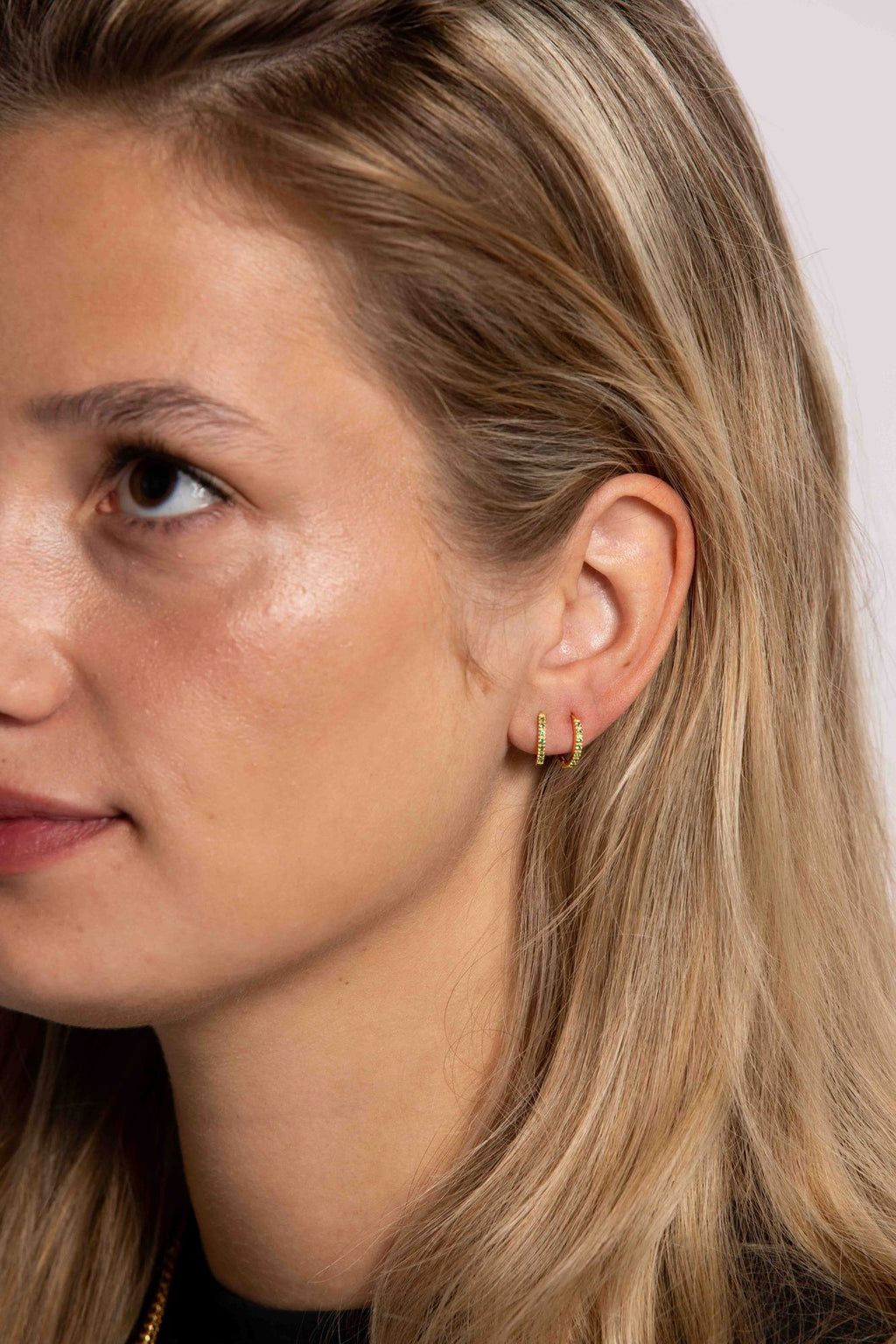 IX Billy 22K Gold Plated Hoop w. Zirconia