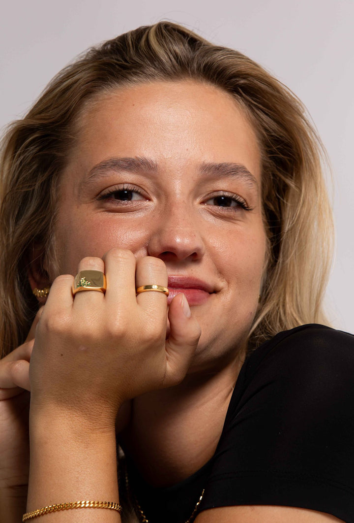 IX Otto 22K Gold Plated Ring w. Zirconia