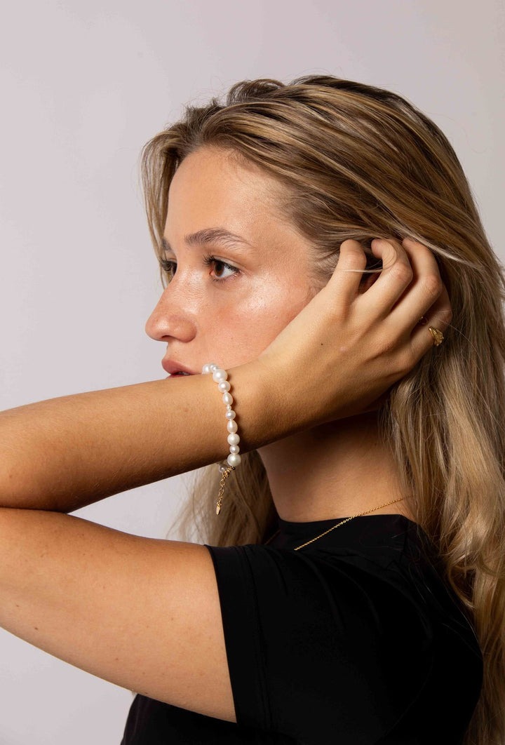 IX Penelope 22K Gold plattiert Armband w. Perlen