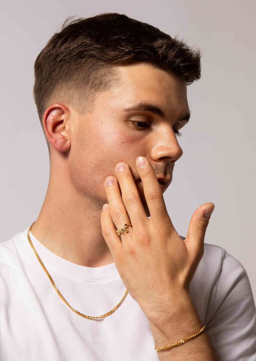 IX Curb Brushed 22K Forgyldt Halskæde