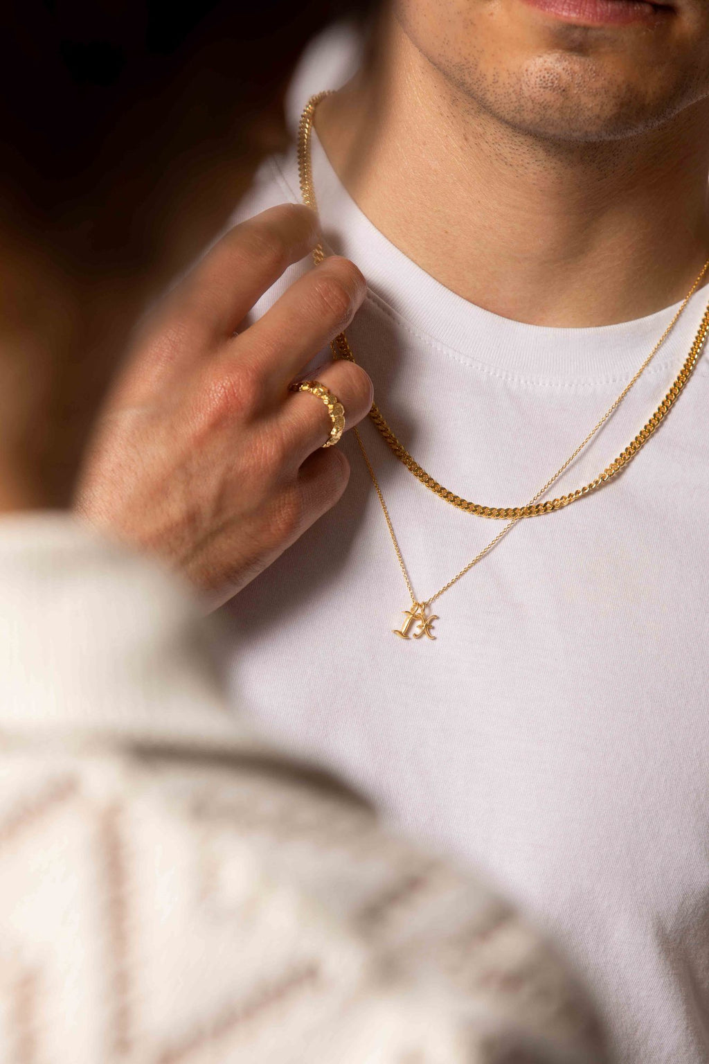 IX Curb Brushed 22K Forgyldt Halskæde