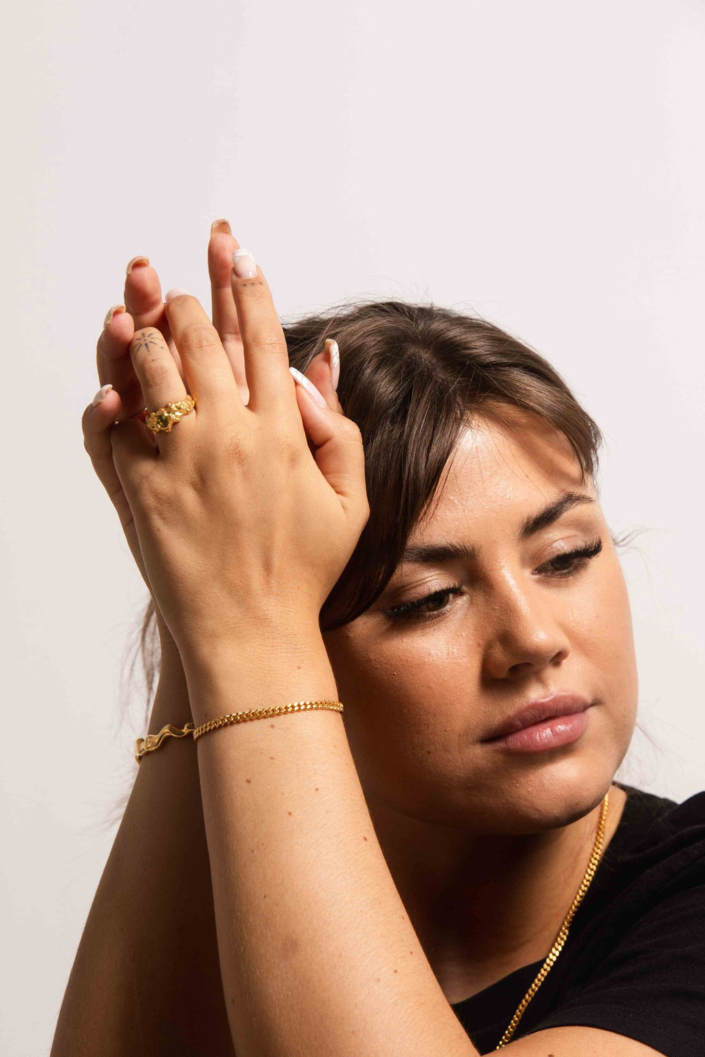 IX Curb Brushed 22K Gold Plated Bracelet