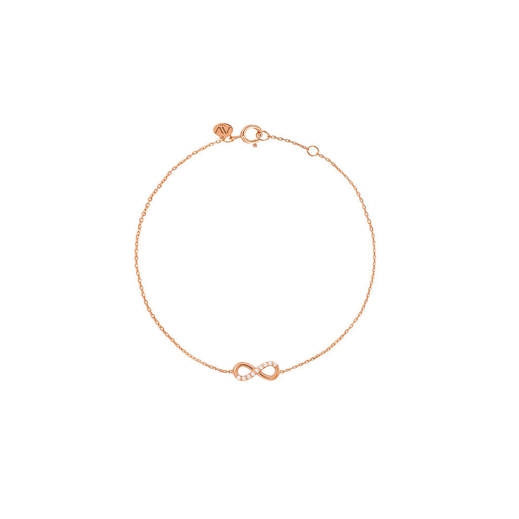 Infinity 18K Rose Gold Bracelet w. Diamonds