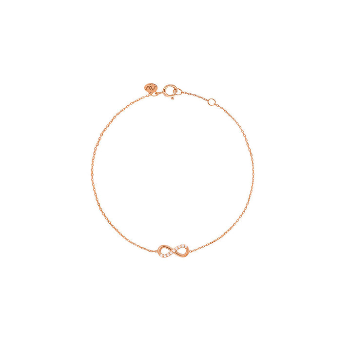 Infinity 18K Rose Gold Bracelet w. Diamonds
